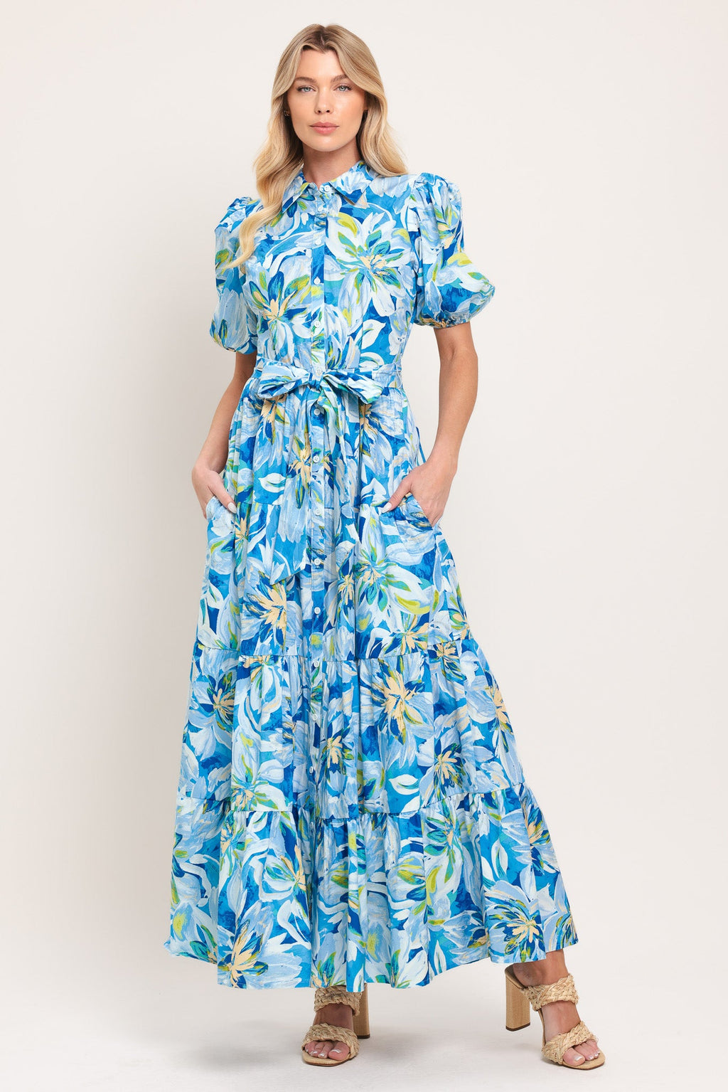 OCEAN GARDEN WOVEN MIDI DRESS