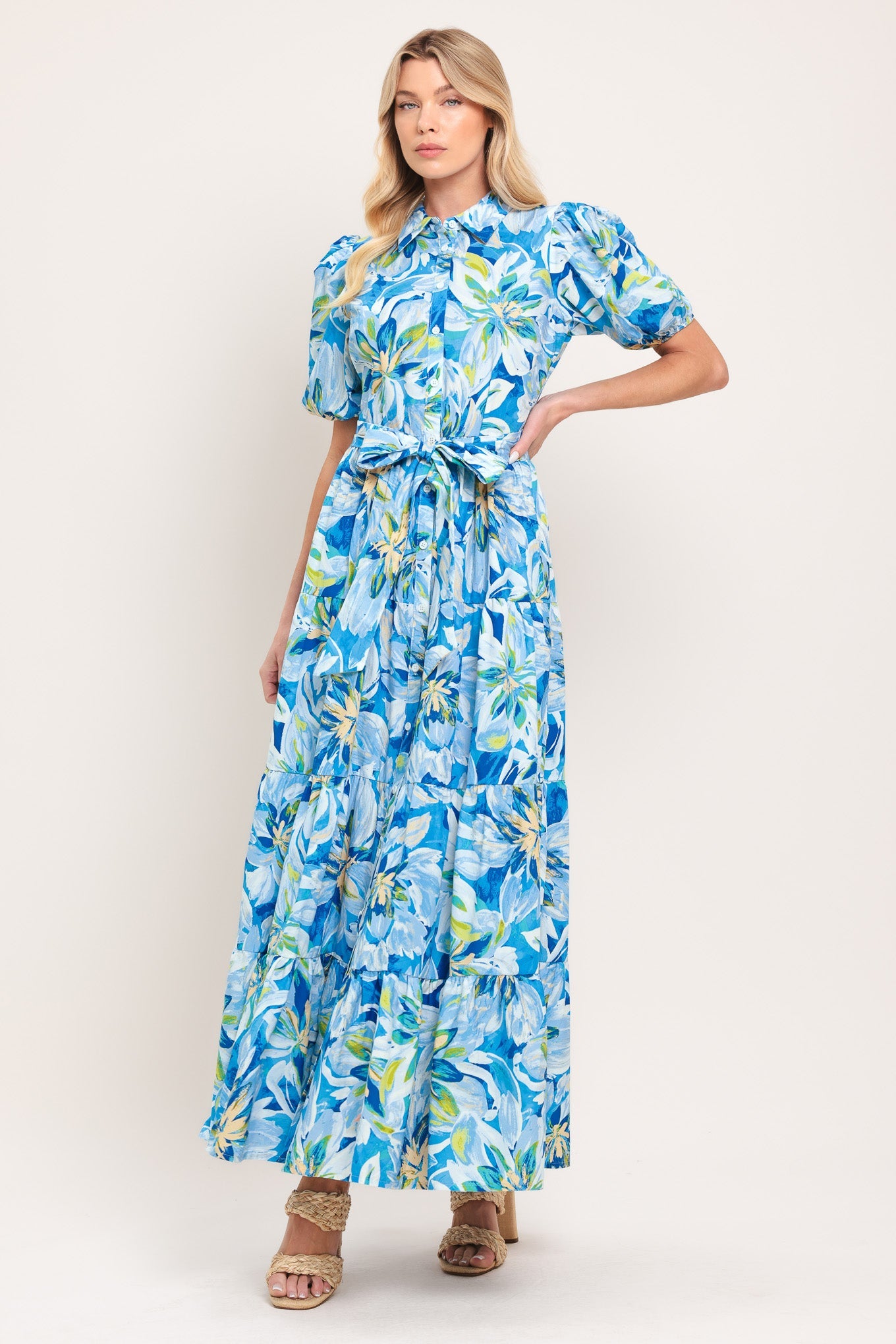 OCEAN GARDEN WOVEN MIDI DRESS
