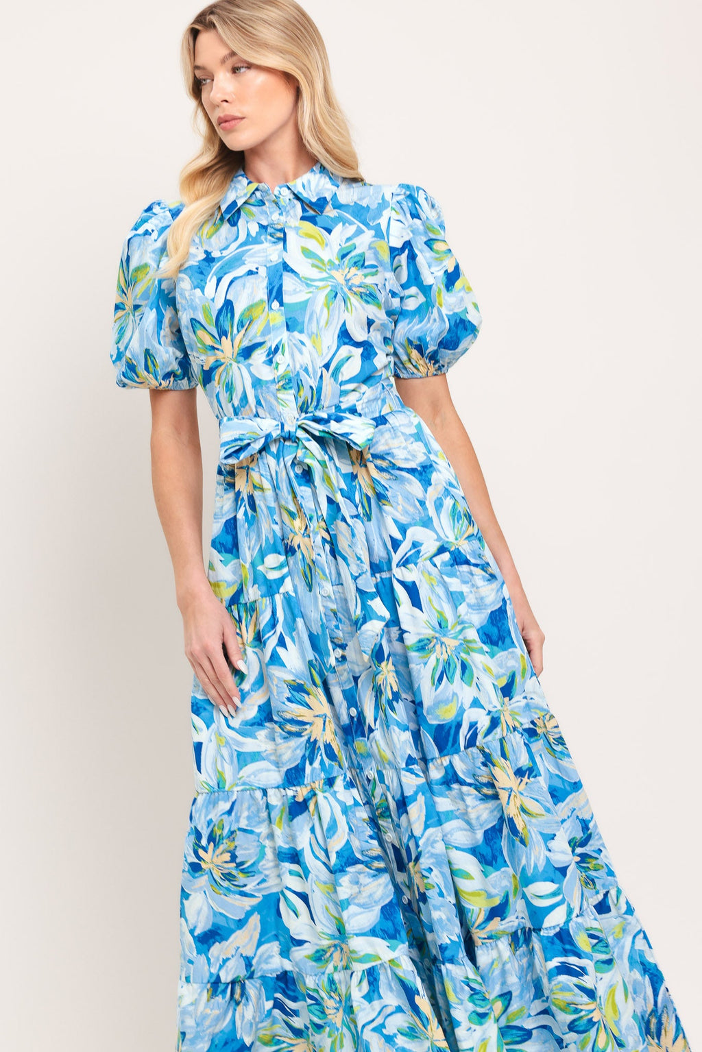 OCEAN GARDEN WOVEN MIDI DRESS