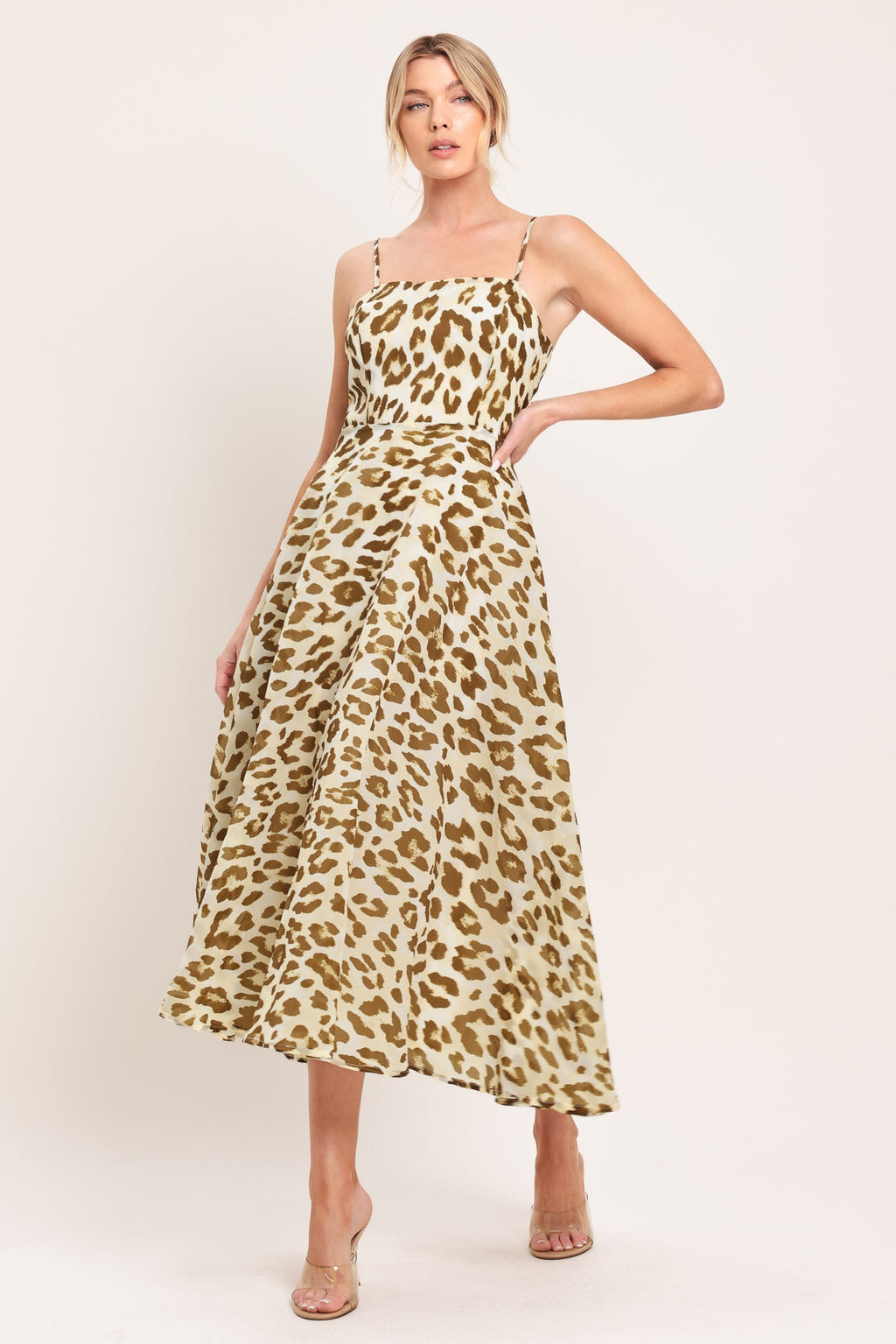 LEOPARD GRACE WOVEN MIDI DRESS