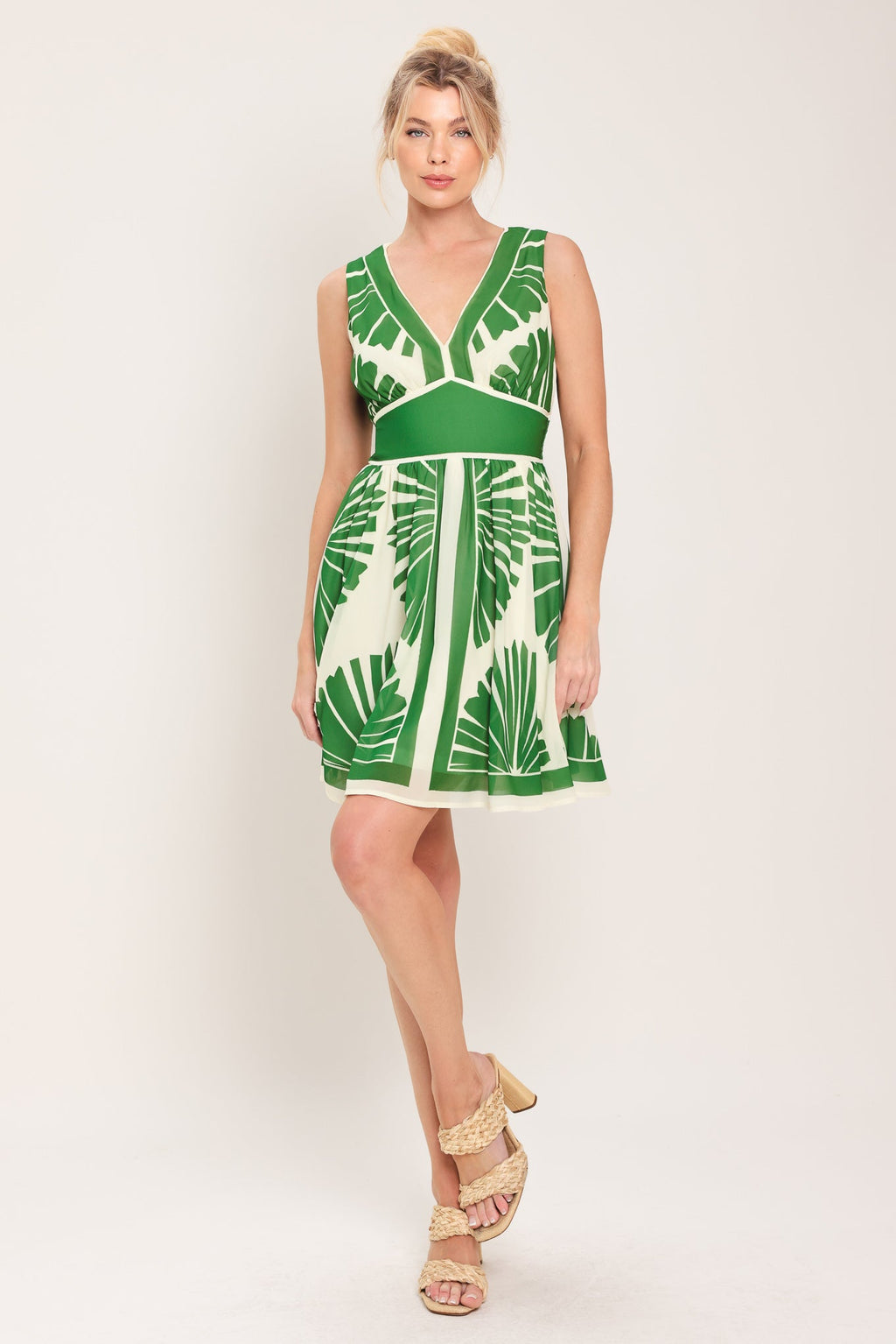 PALM BREEZE WOVEN MINI DRESS