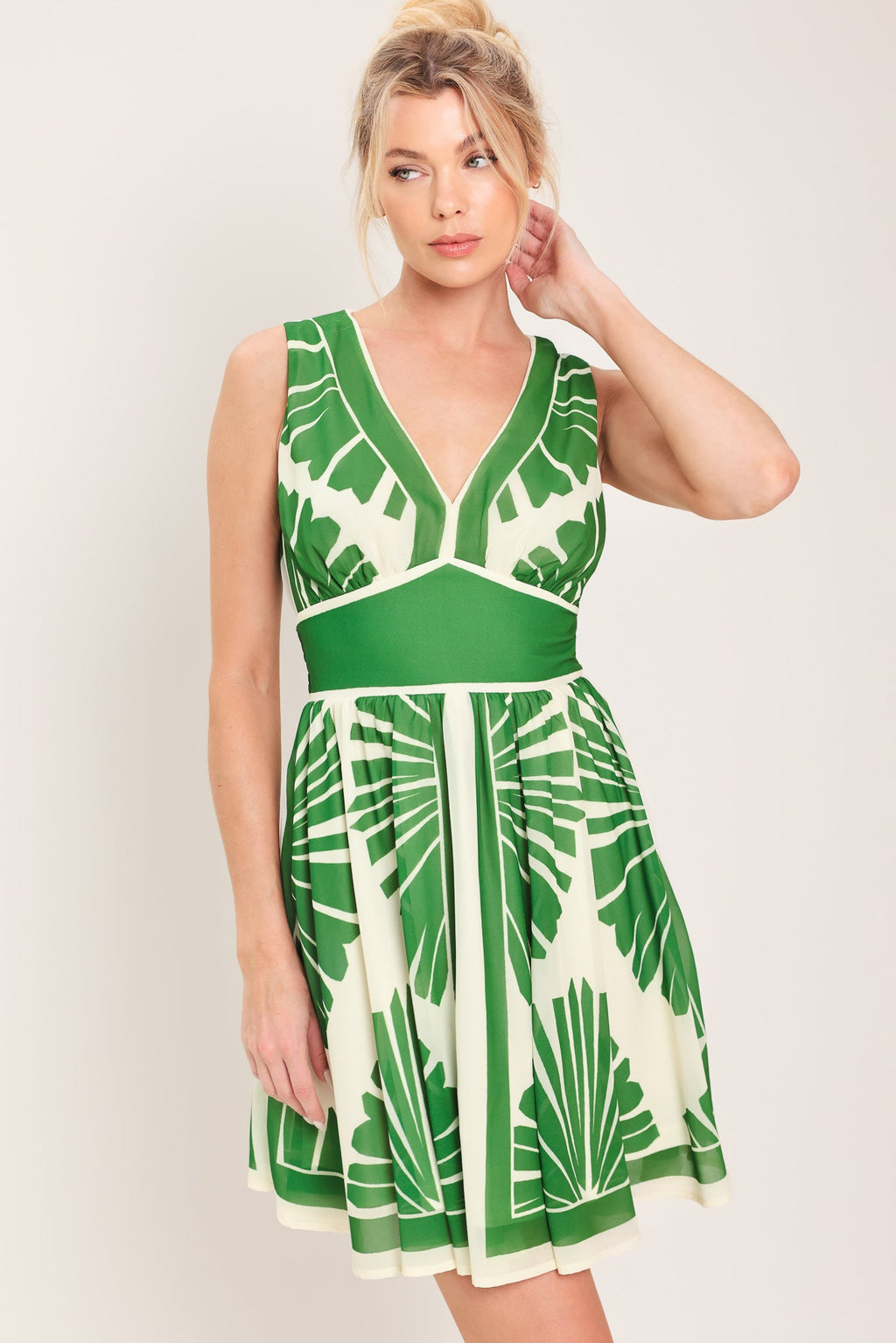 PALM BREEZE WOVEN MINI DRESS