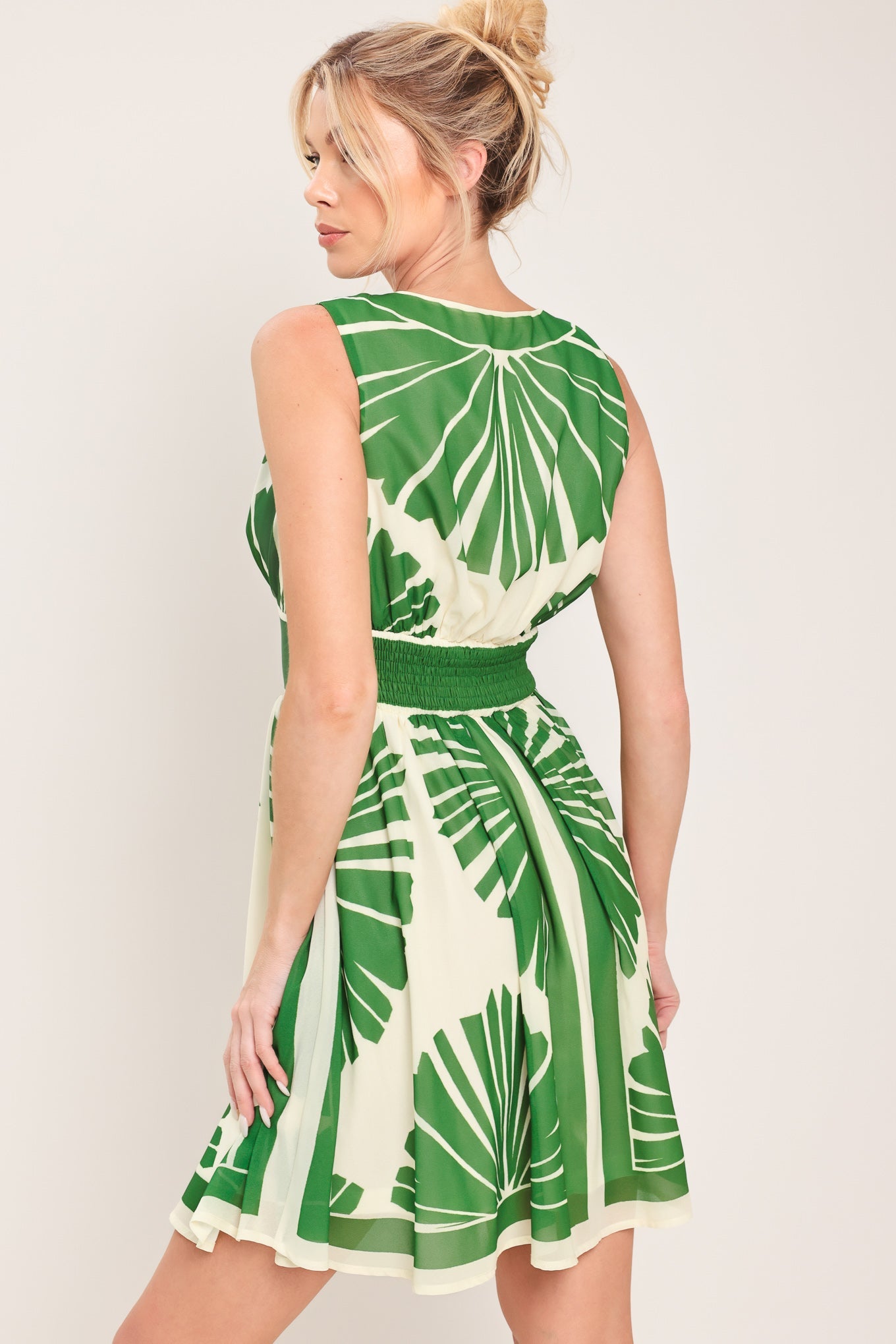 PALM BREEZE WOVEN MINI DRESS