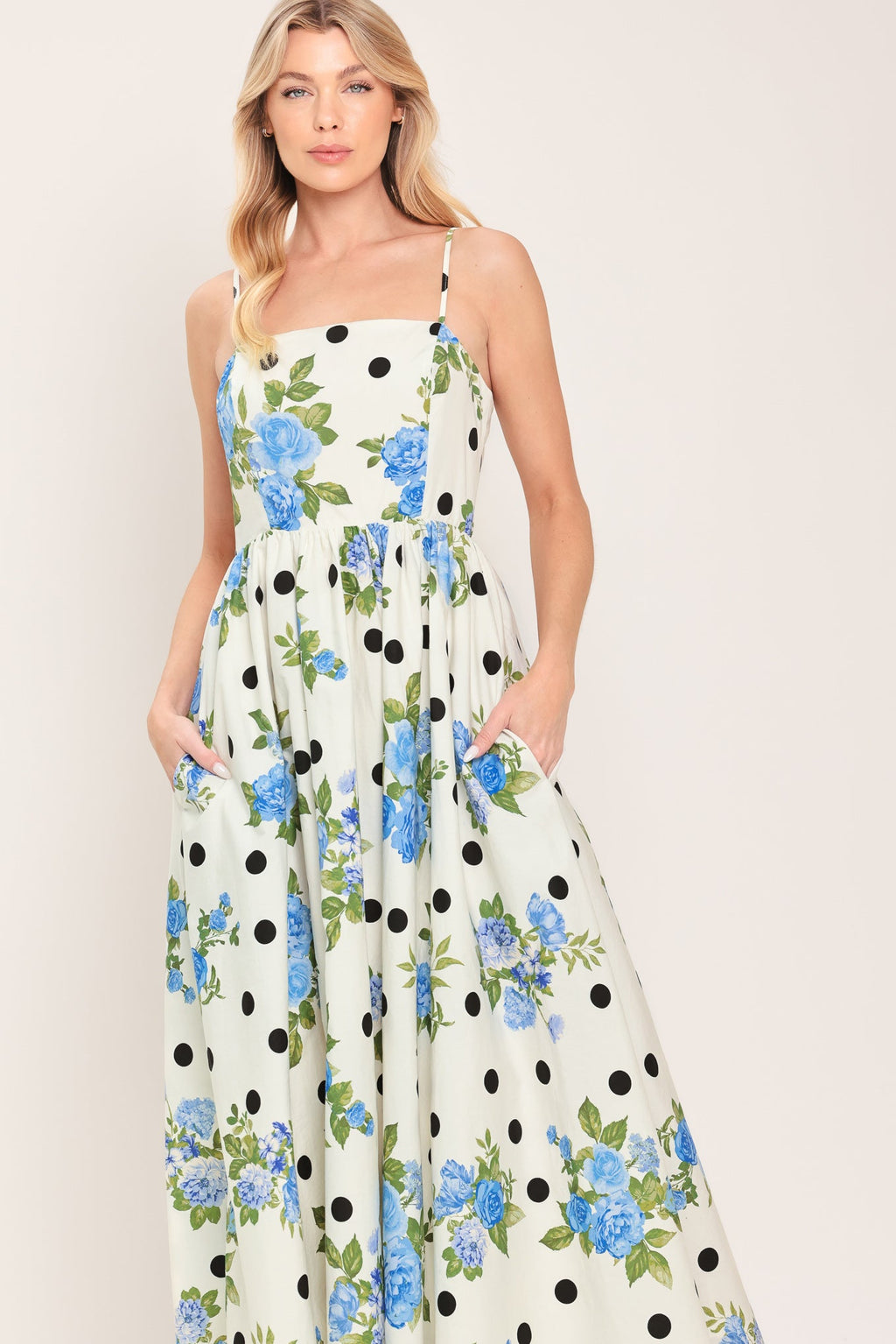 RETRO FLORA WOVEN MIDI DRESS