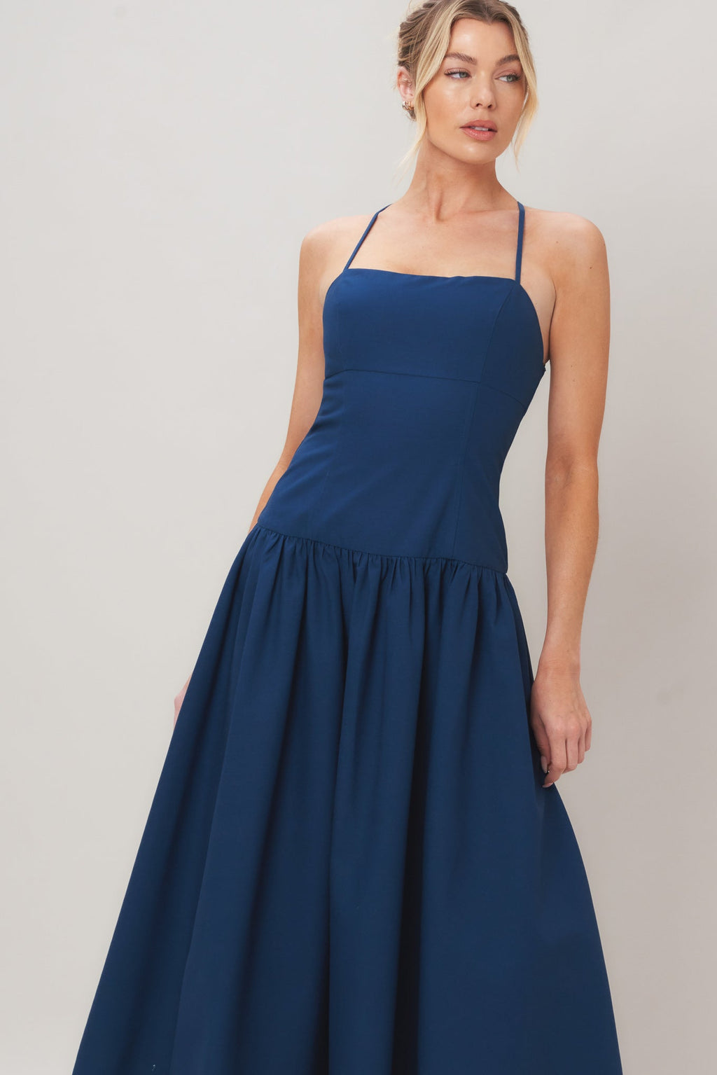 REFINED FLOW WOVEN MIDI DRESS