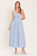 FRESH DAY STRIPE WOVEN MIDI DRESS