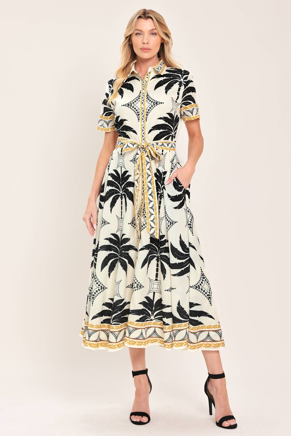 MONACO MOONLIGHT WOVEN SHIRT MIDI DRESS