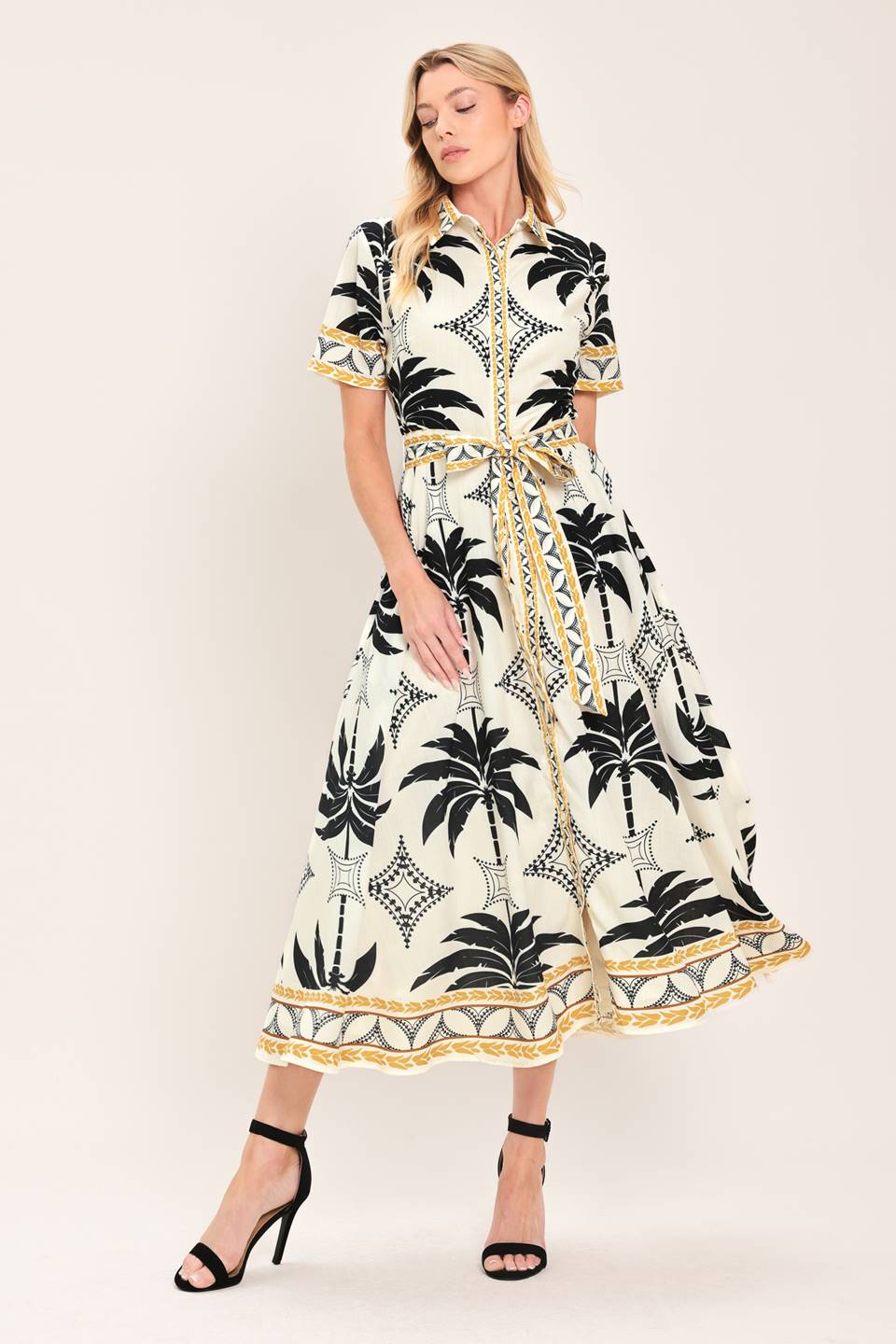 MONACO MOONLIGHT WOVEN SHIRT MIDI DRESS