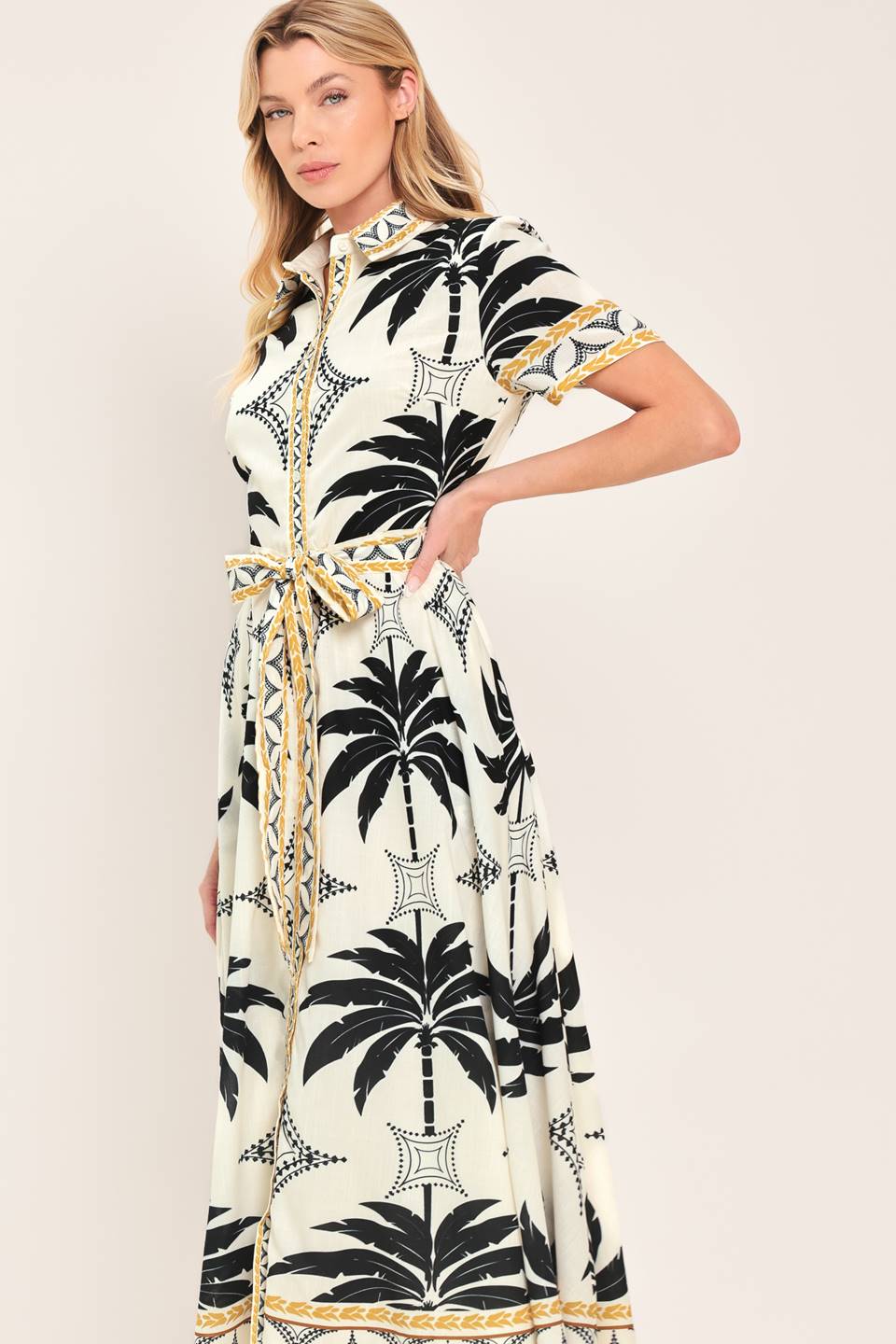 MONACO MOONLIGHT WOVEN SHIRT MIDI DRESS