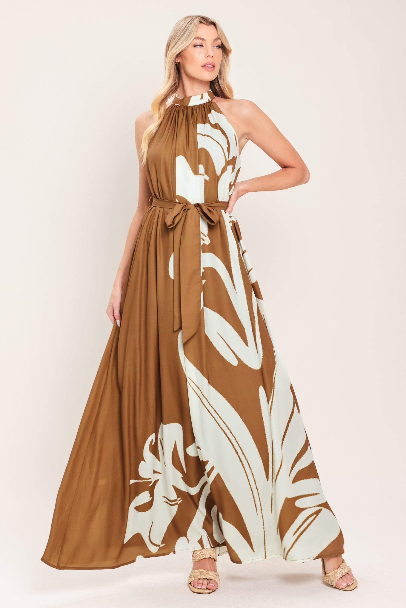 MOCHA SERENITY WOVEN MAXI DRESS