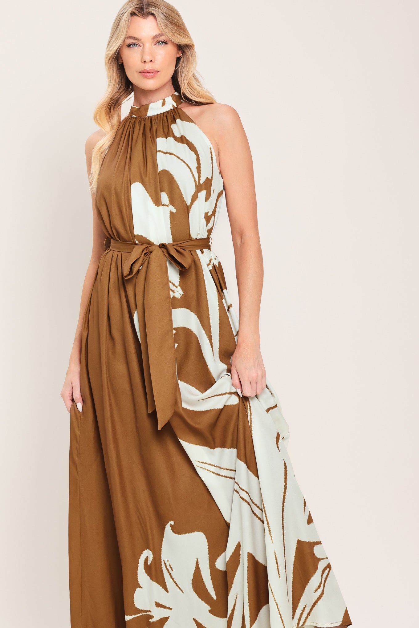 MOCHA SERENITY WOVEN MAXI DRESS