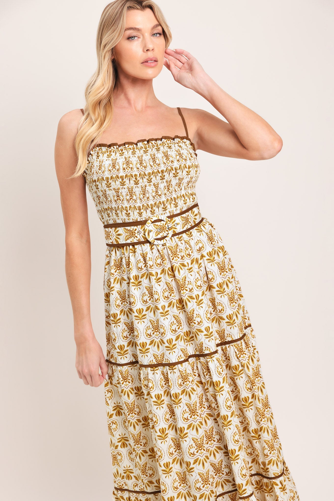 DAINTY FLORA WOVEN MAXI DRESS