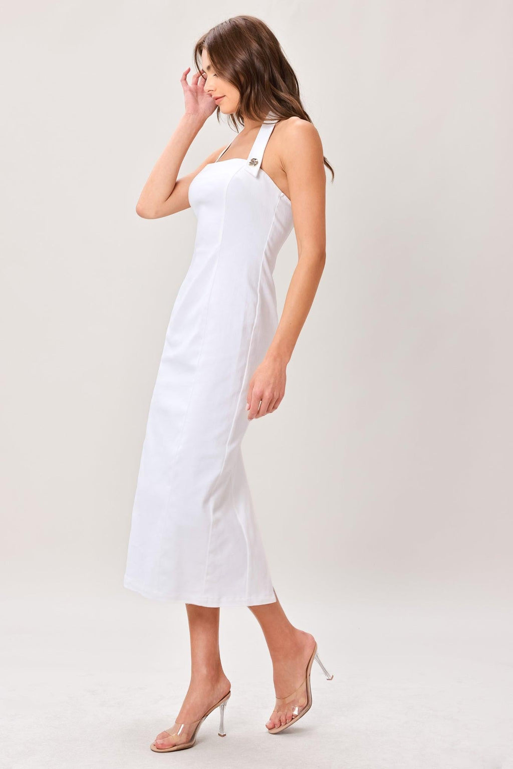 LUXE ESSENCE WOVEN MIDI DRESS