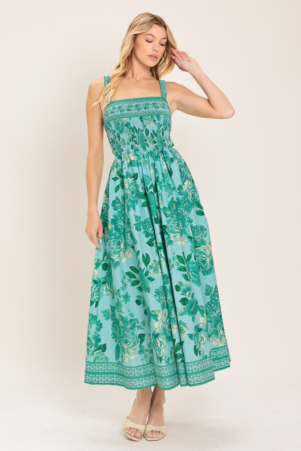 MINT PARADISO WOVEN MIDI DRESS