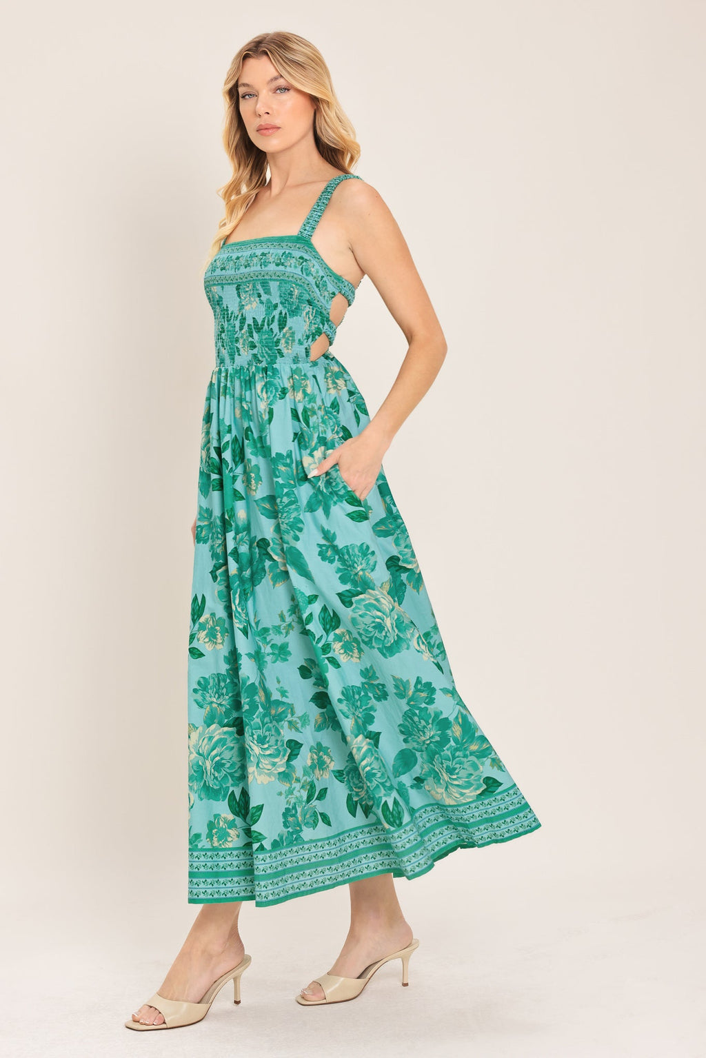 MINT PARADISO WOVEN MIDI DRESS