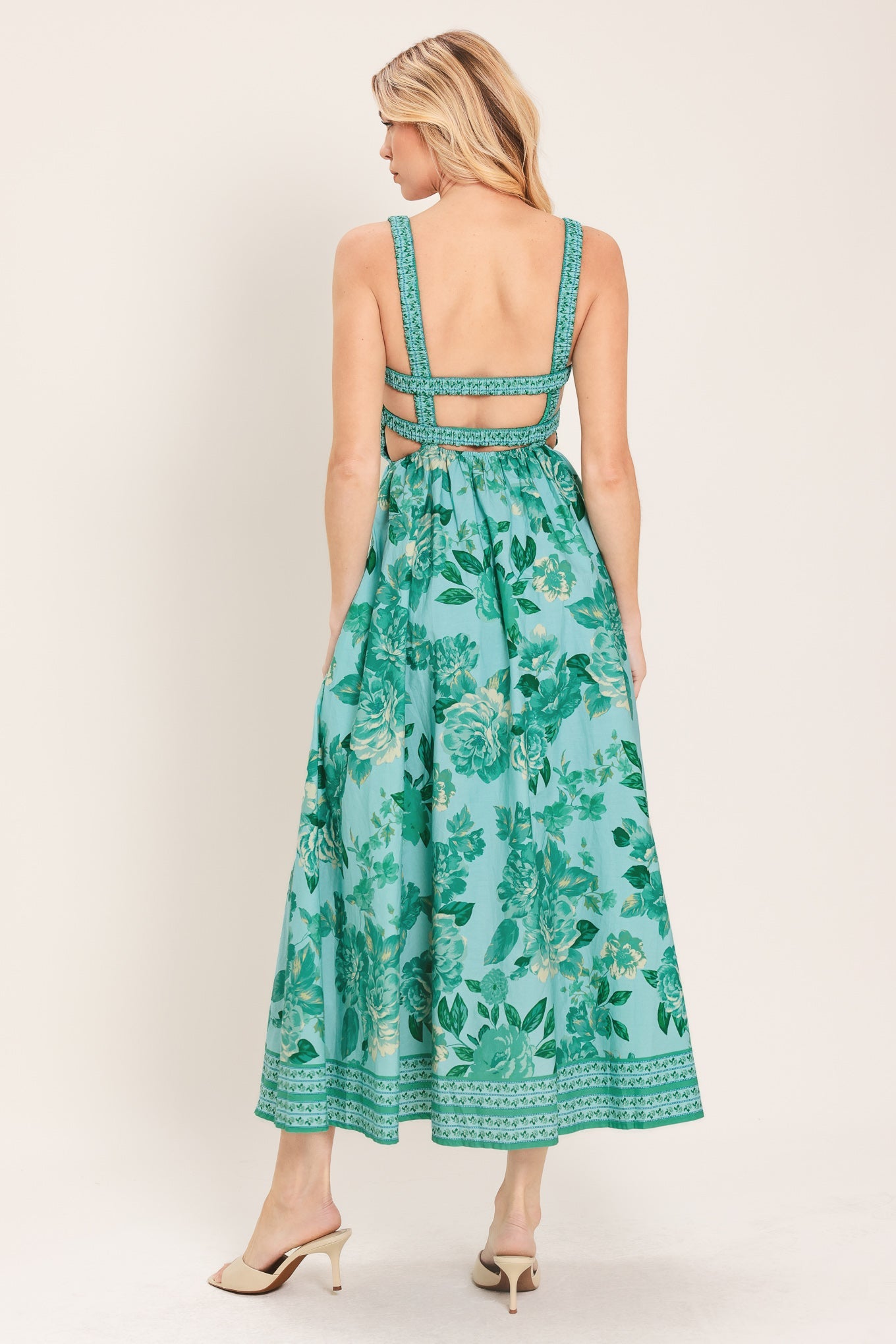 MINT PARADISO WOVEN MIDI DRESS