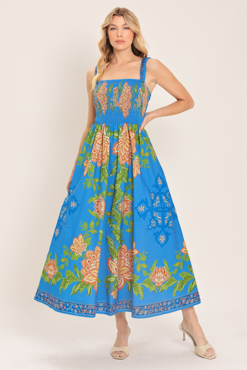 SPRINGTIME IN PARIS WOVEN MIDI DRESS