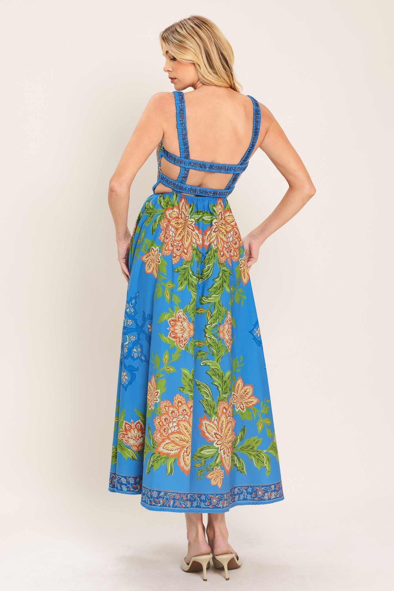 SPRINGTIME IN PARIS WOVEN MIDI DRESS