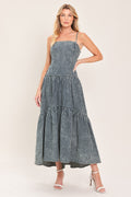 EASYGOING ROMANCE DENIM MIDI DRESS