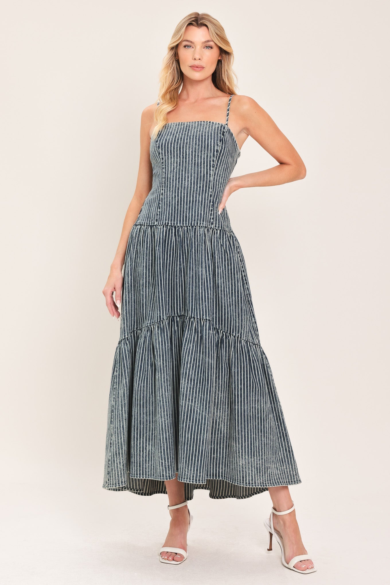 EASYGOING ROMANCE DENIM MIDI DRESS