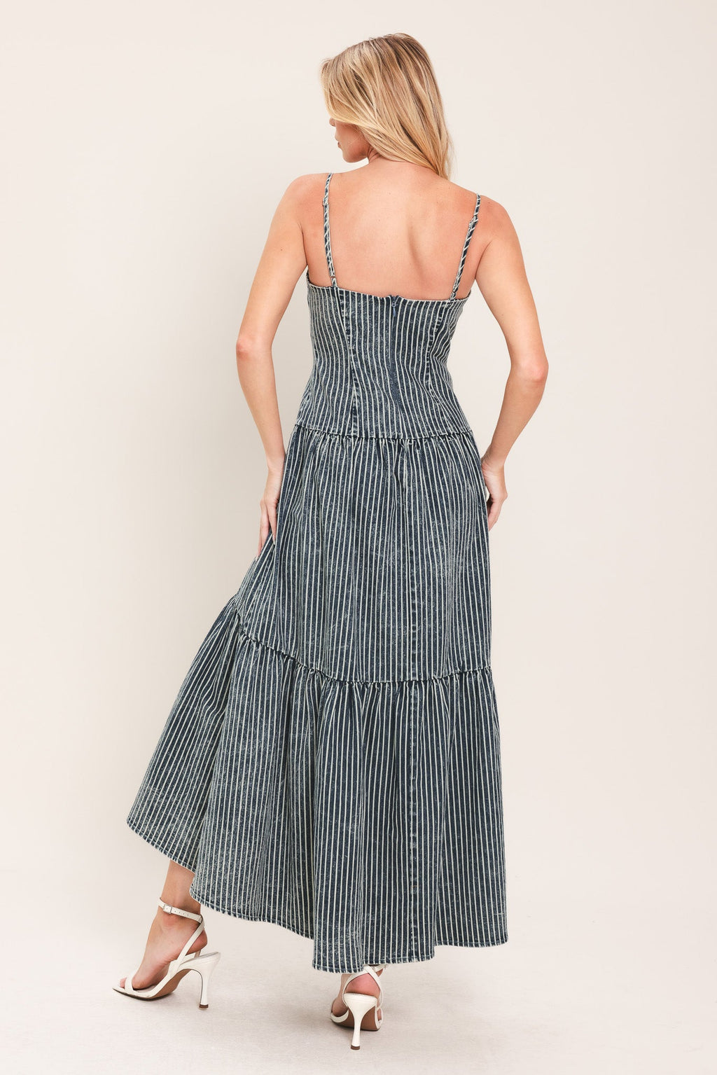 EASYGOING ROMANCE DENIM MIDI DRESS