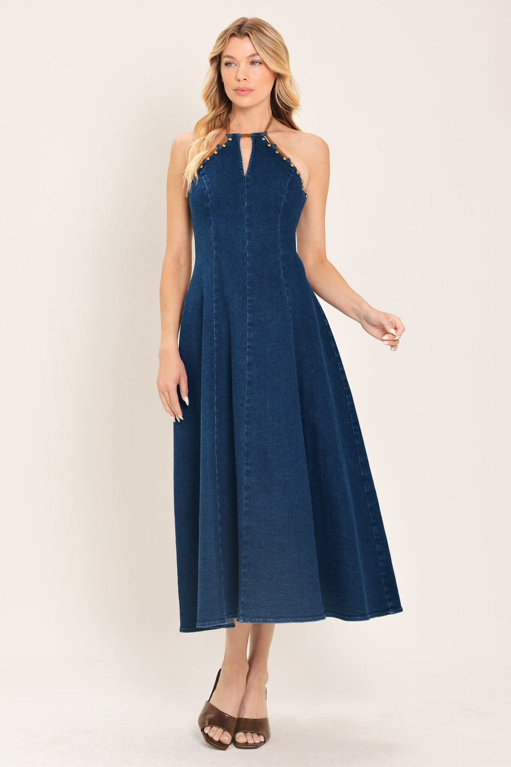 AMERICANA BELLE DENIM MIDI DRESS