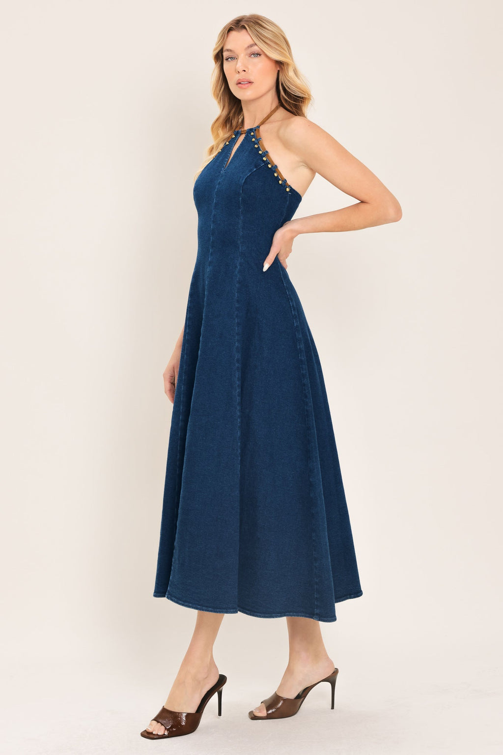 AMERICANA BELLE DENIM MIDI DRESS