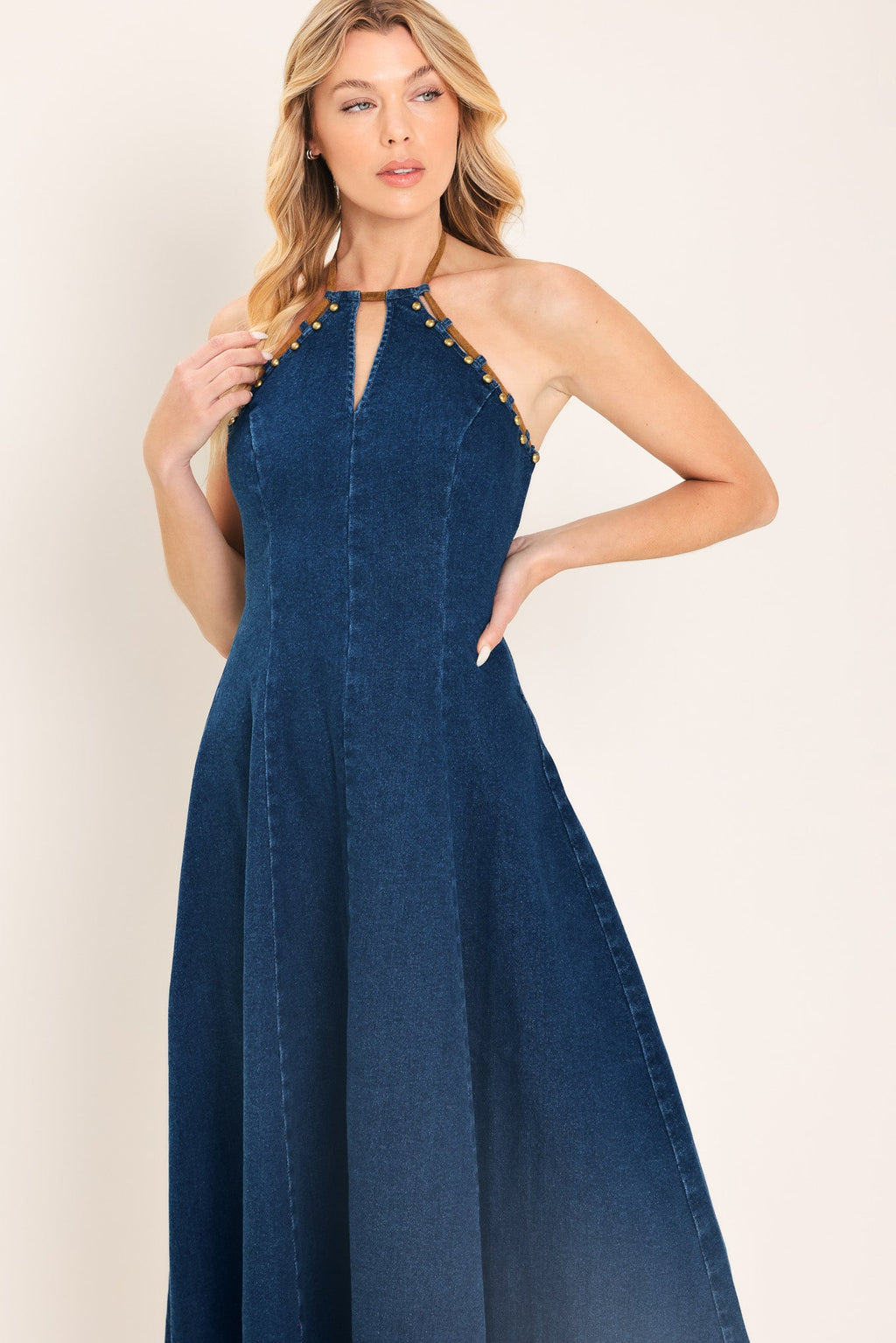 AMERICANA BELLE DENIM MIDI DRESS