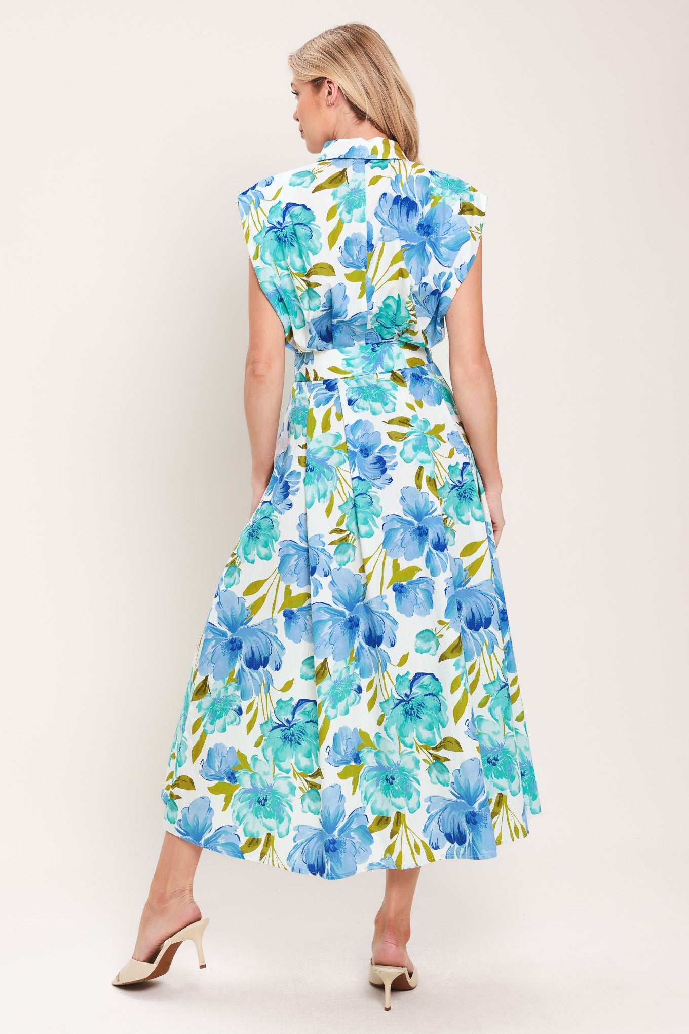 MODERN BLOOM WOVEN MIDI DRESS