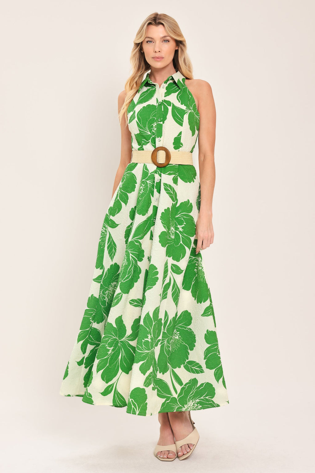 PALM ROYALE WOVEN MIDI DRESS