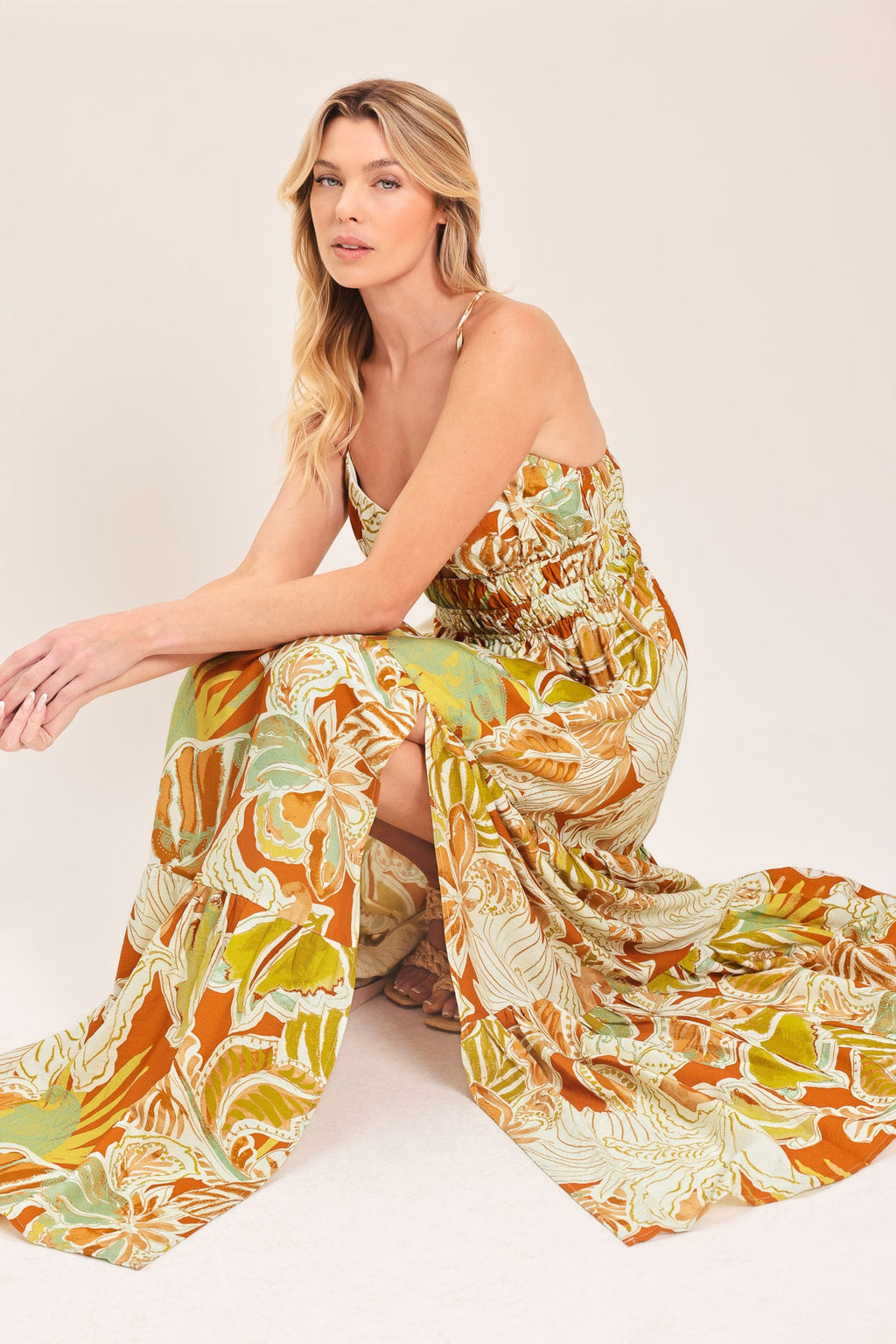 AMALFI PALM GODDESS WOVEN MAXI DRESS