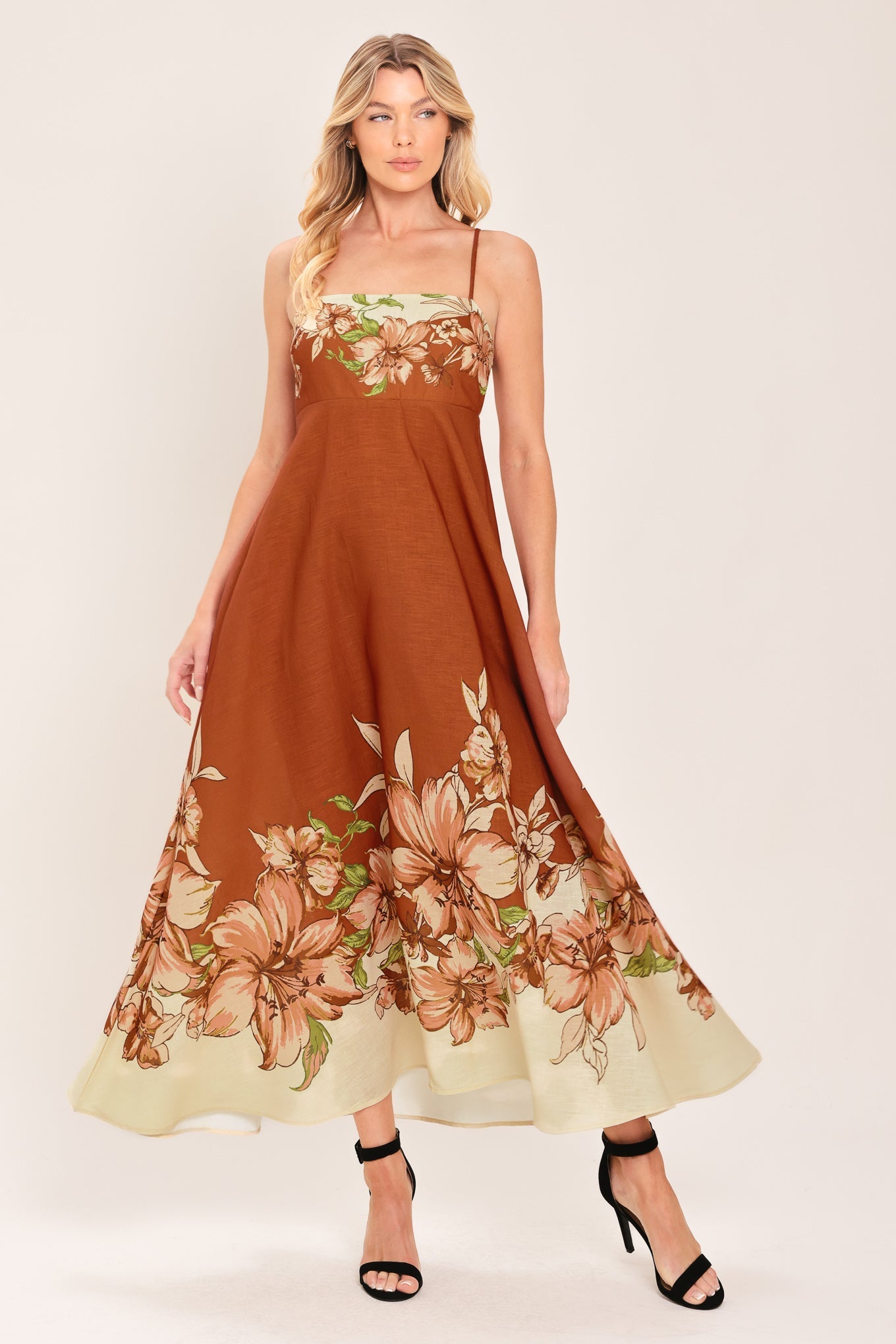 AUTUMN PETAL WOVEN MIDI DRESS