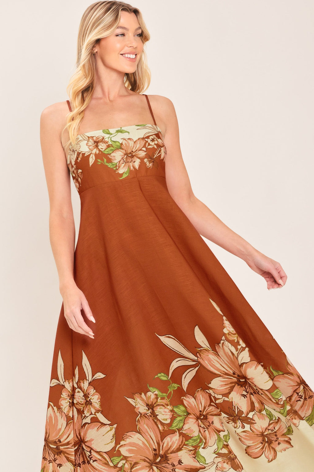 AUTUMN PETAL WOVEN MIDI DRESS