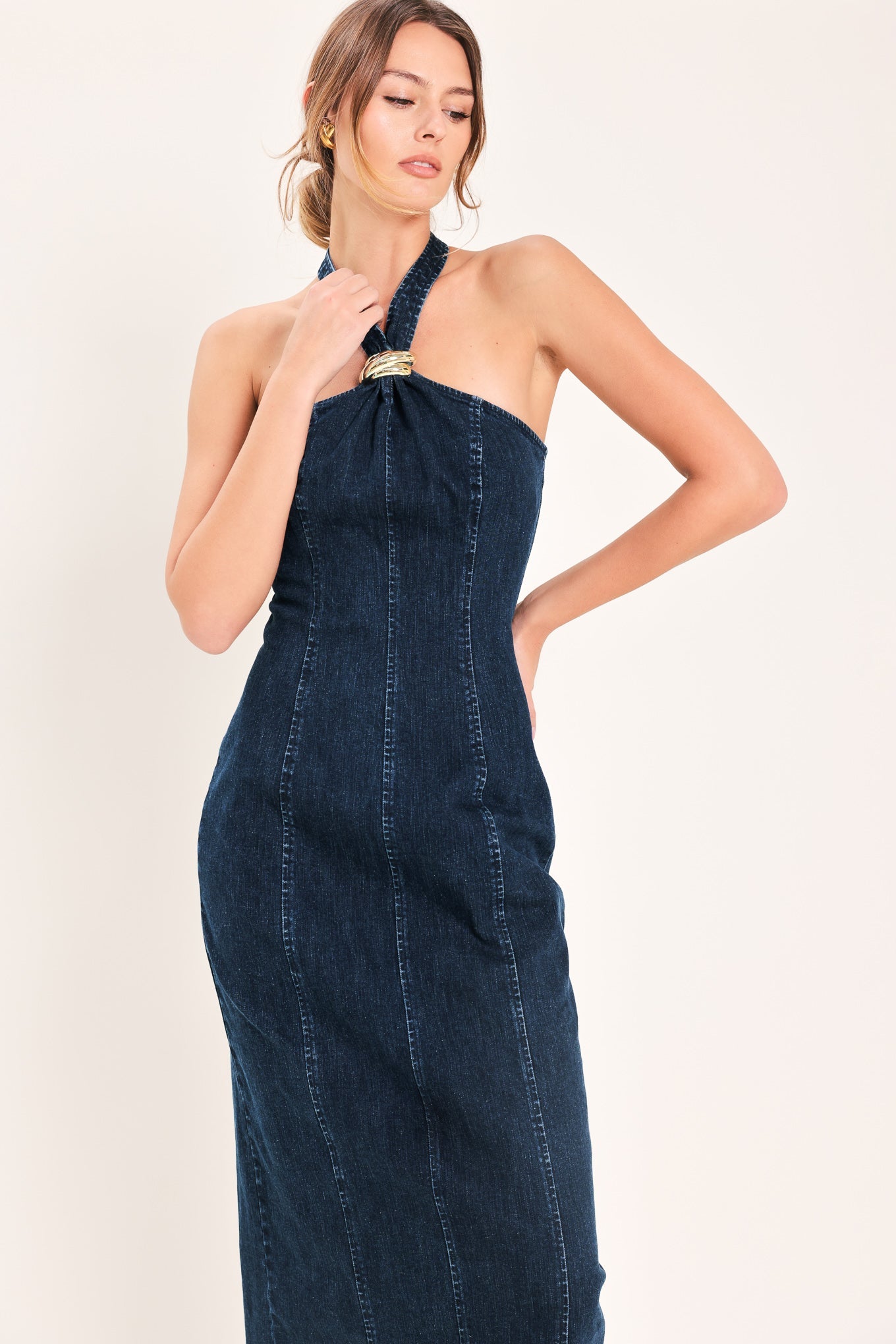 STATEMENT DENIM MIDI DRESS