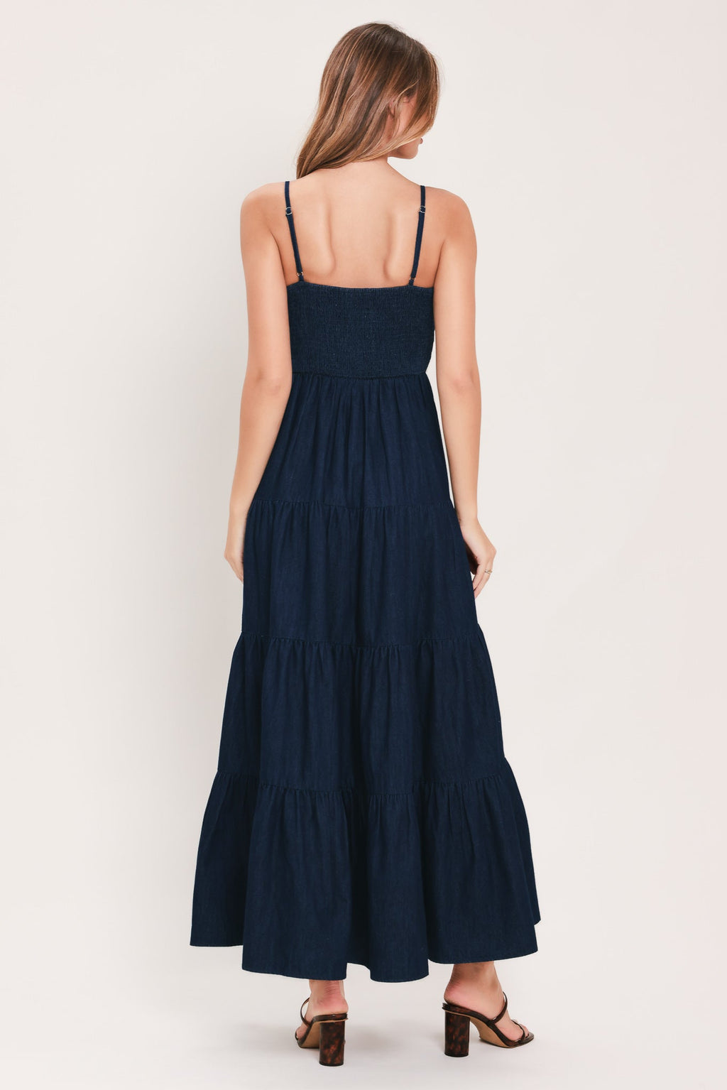 STARS ALONG THE SEAM DENIM MAXI DRESS