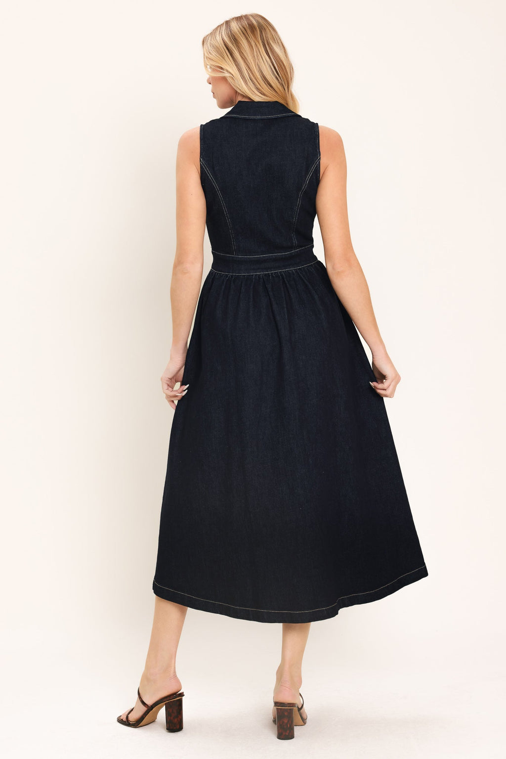 INDIGO CHARM DENIM MIDI DRESS