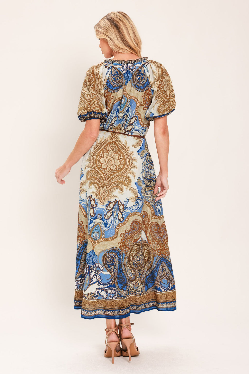 BAROQUE PAISLEY WOVEN MIDI DRESS
