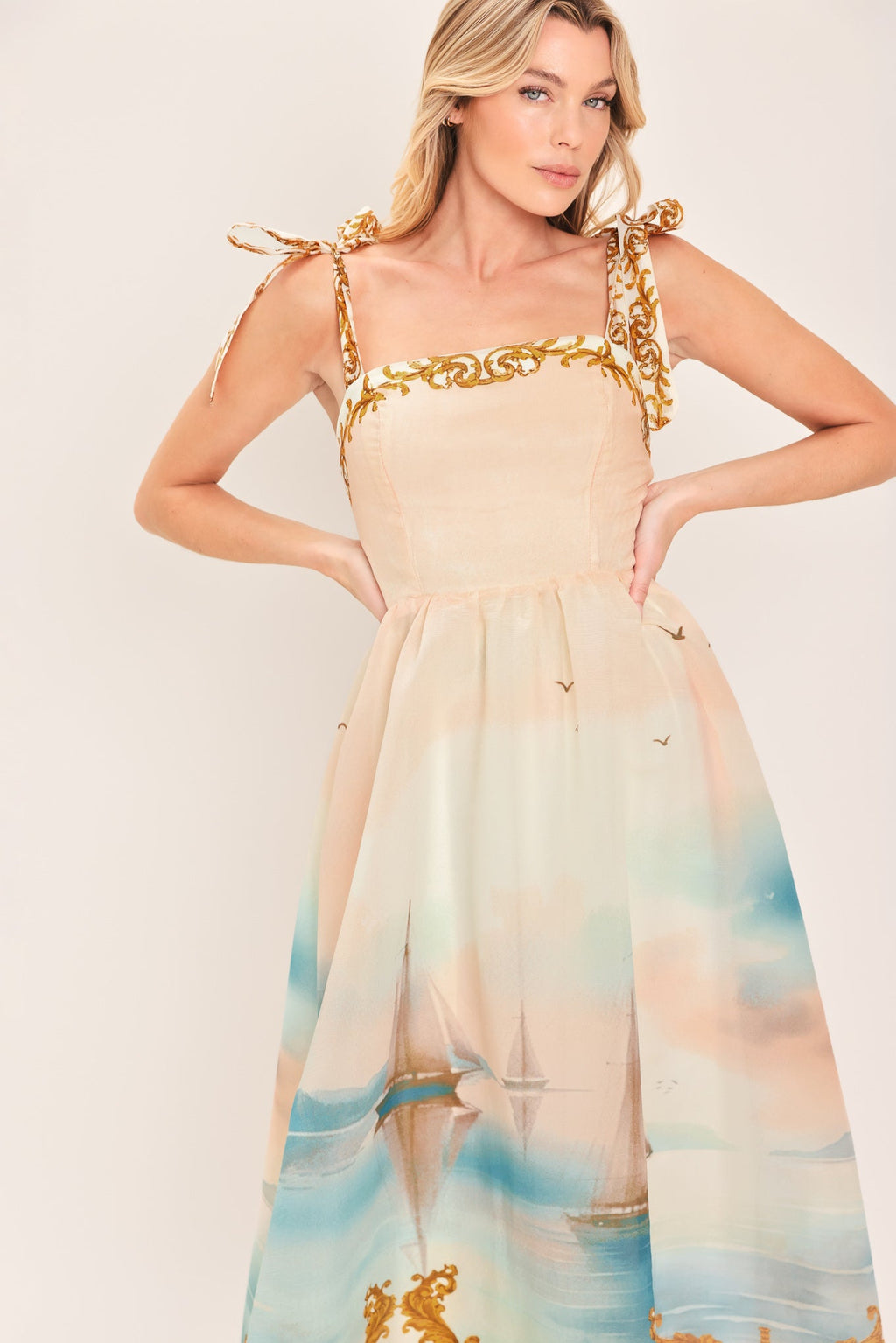 CAPRI COASTLIN WOVEN MIDI DRESS