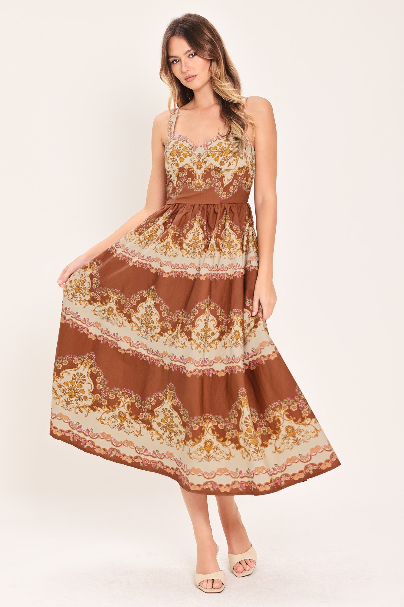 TOFFEE TREASURE WOVEN MIDI DRESS