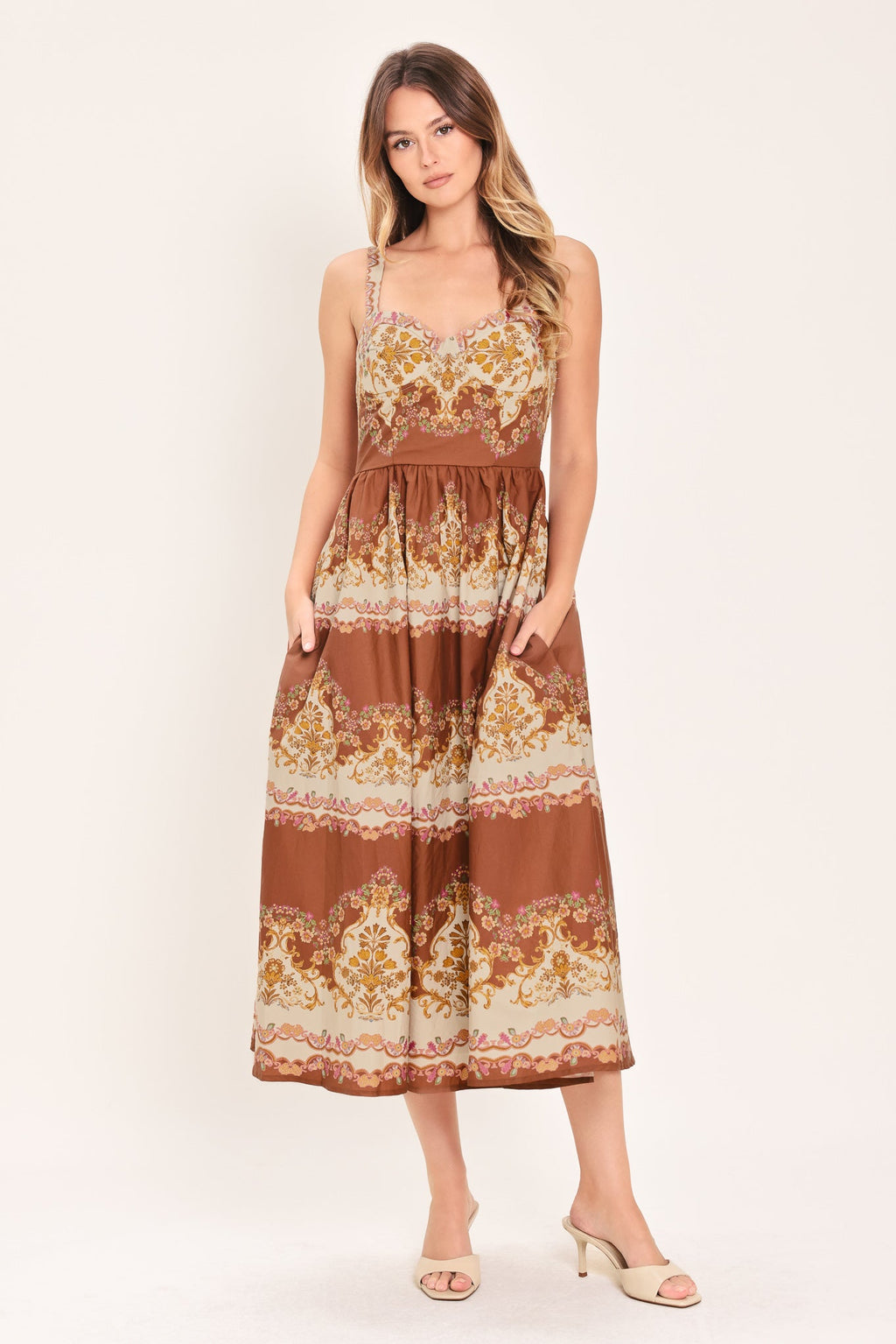 TOFFEE TREASURE WOVEN MIDI DRESS