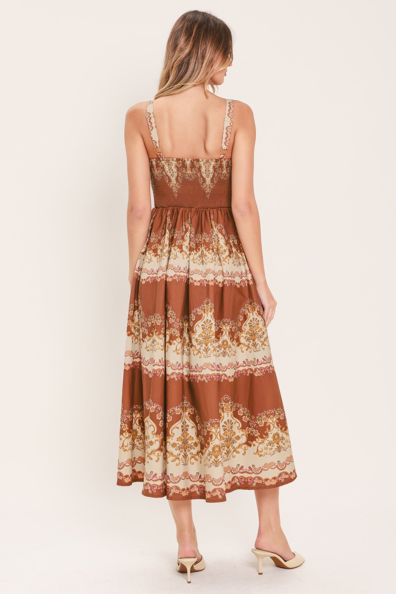TOFFEE TREASURE WOVEN MIDI DRESS