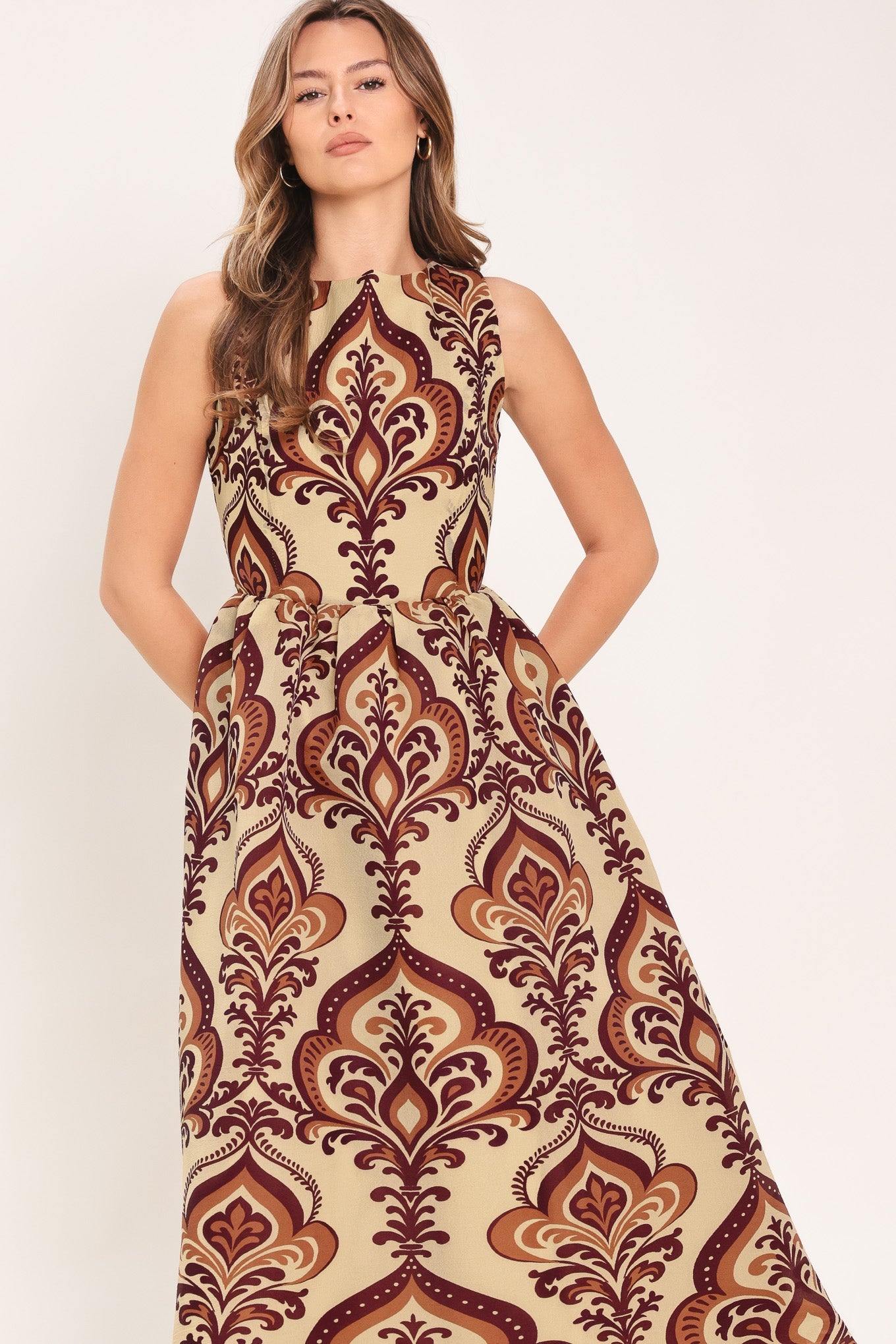PALAZZO CHARM WOVEN MIDI DRESS