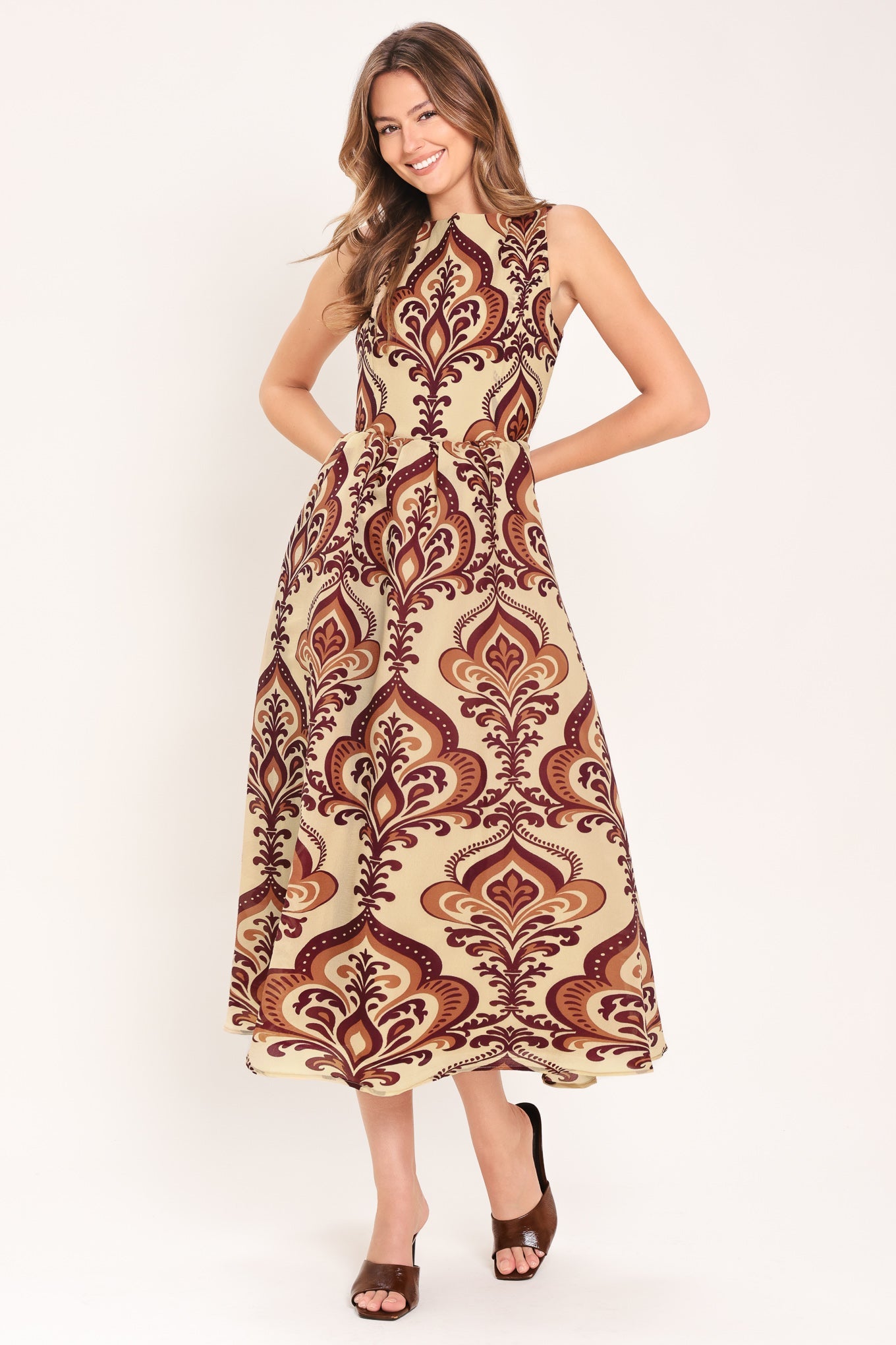 PALAZZO CHARM WOVEN MIDI DRESS