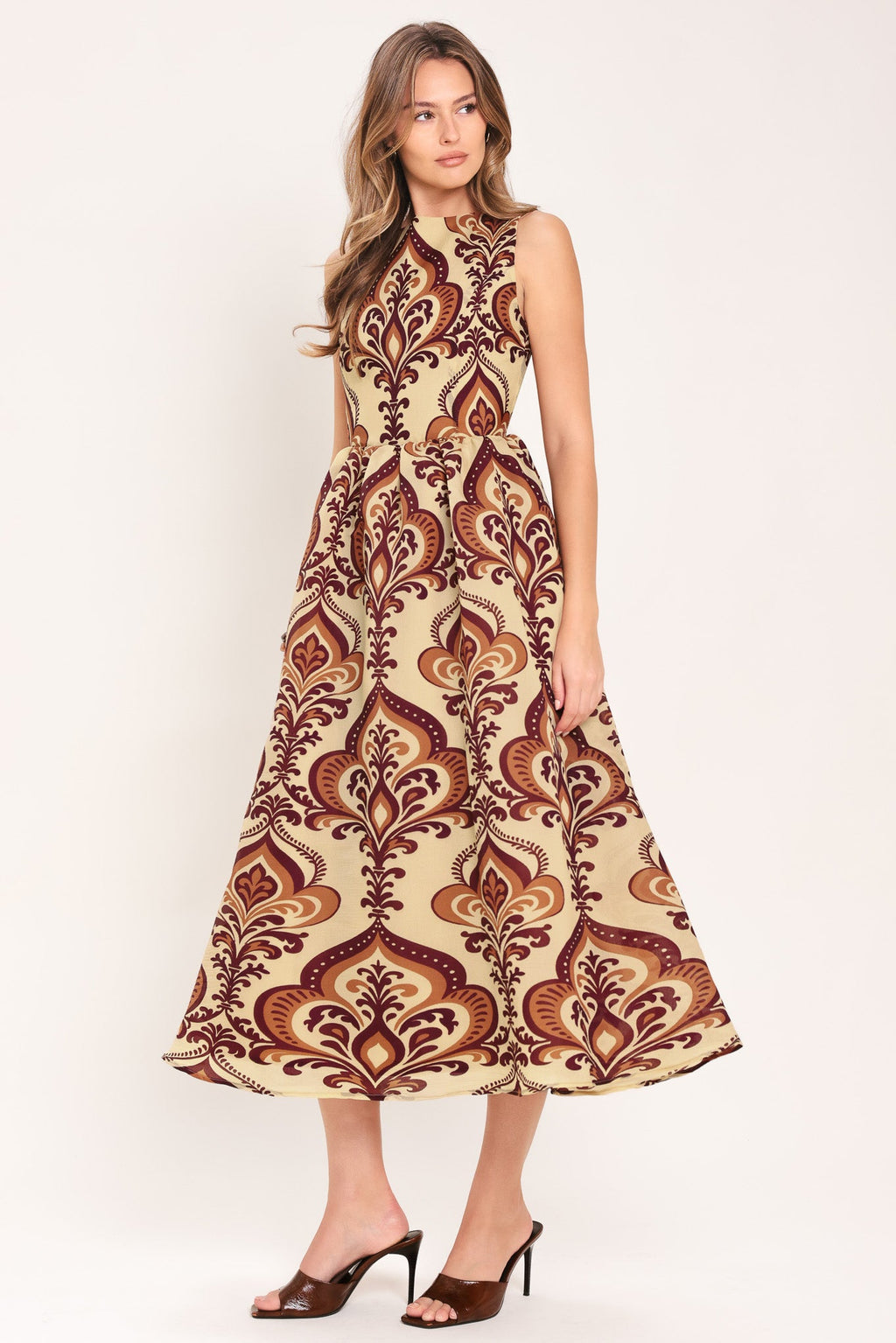 PALAZZO CHARM WOVEN MIDI DRESS