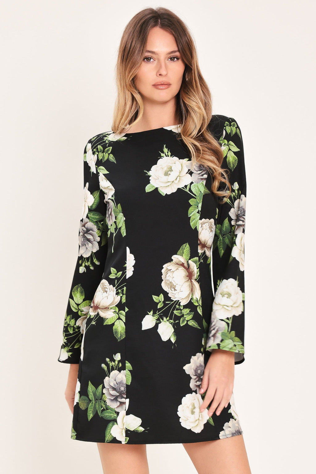 WHISPERING ROSES WOVEN MINI DRESS