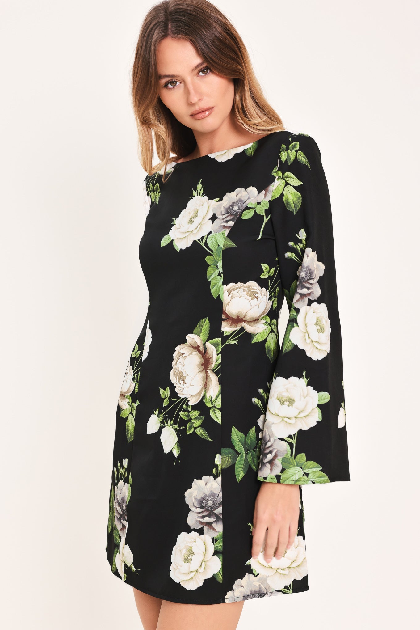 WHISPERING ROSES WOVEN MINI DRESS