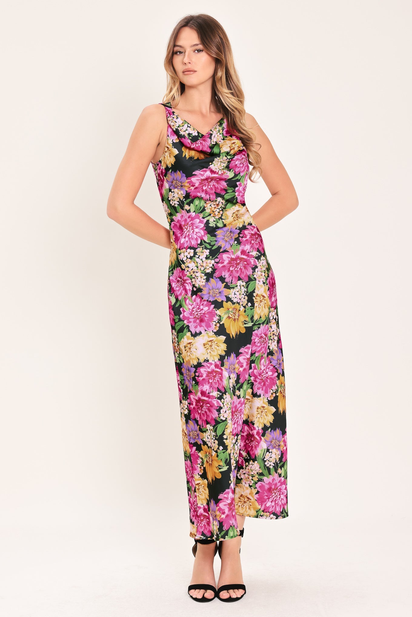 MIDNIGHT GARDEN WOVEN MIDI DRESS