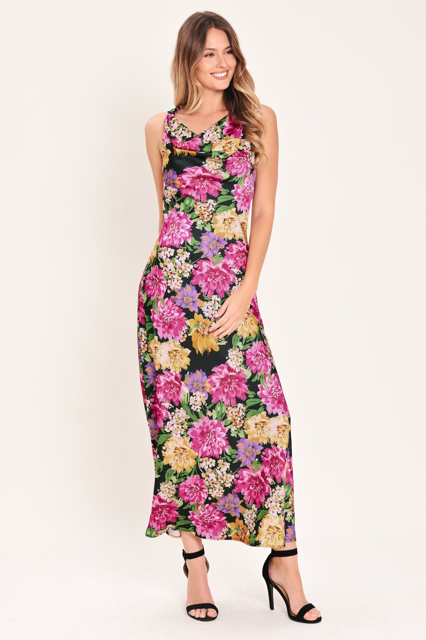MIDNIGHT GARDEN WOVEN MIDI DRESS