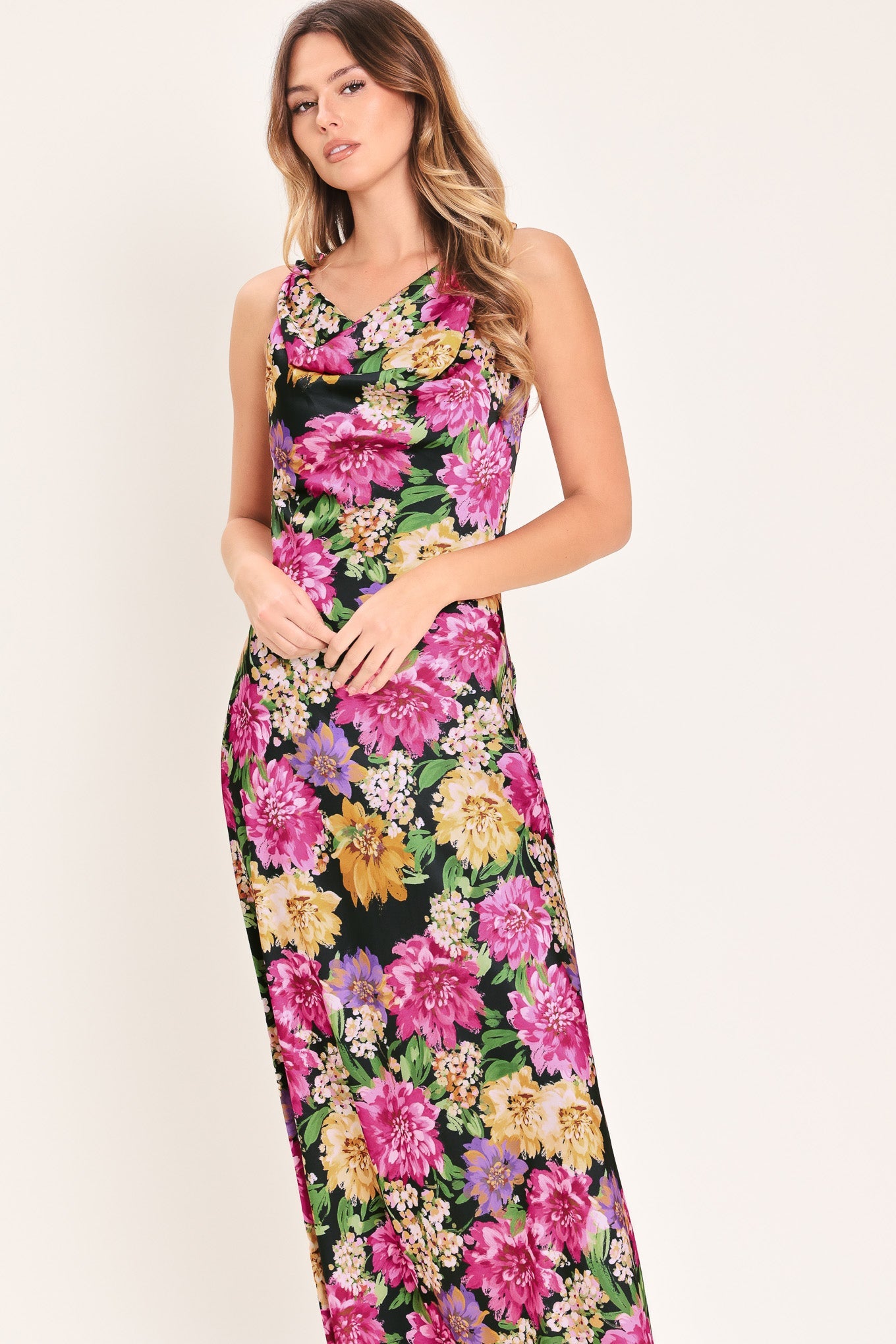 MIDNIGHT GARDEN WOVEN MIDI DRESS