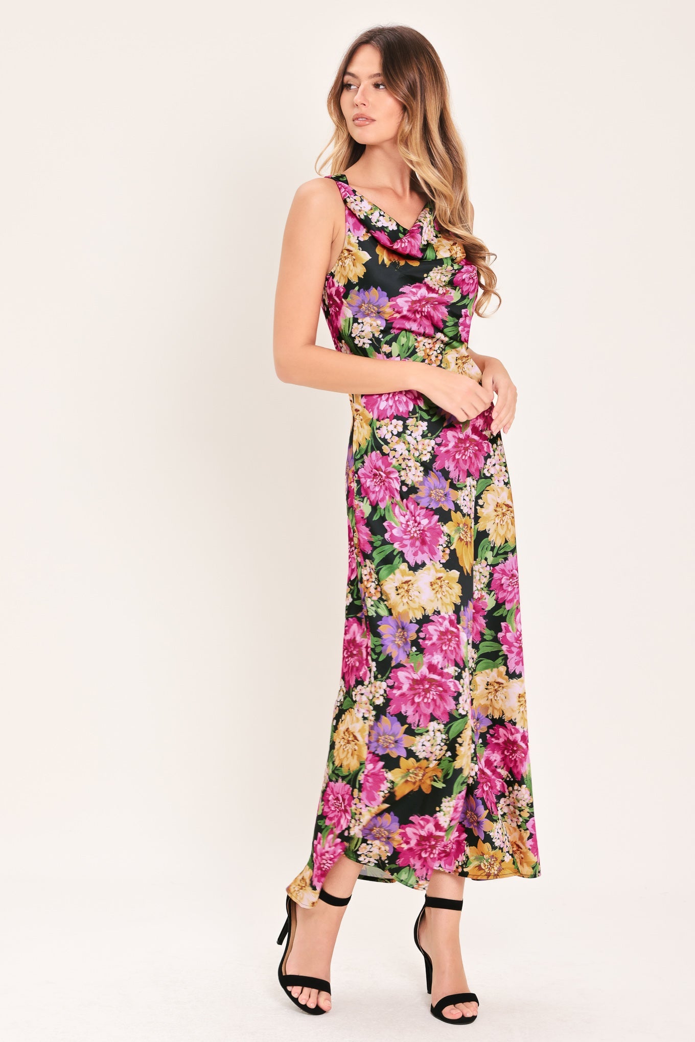 MIDNIGHT GARDEN WOVEN MIDI DRESS